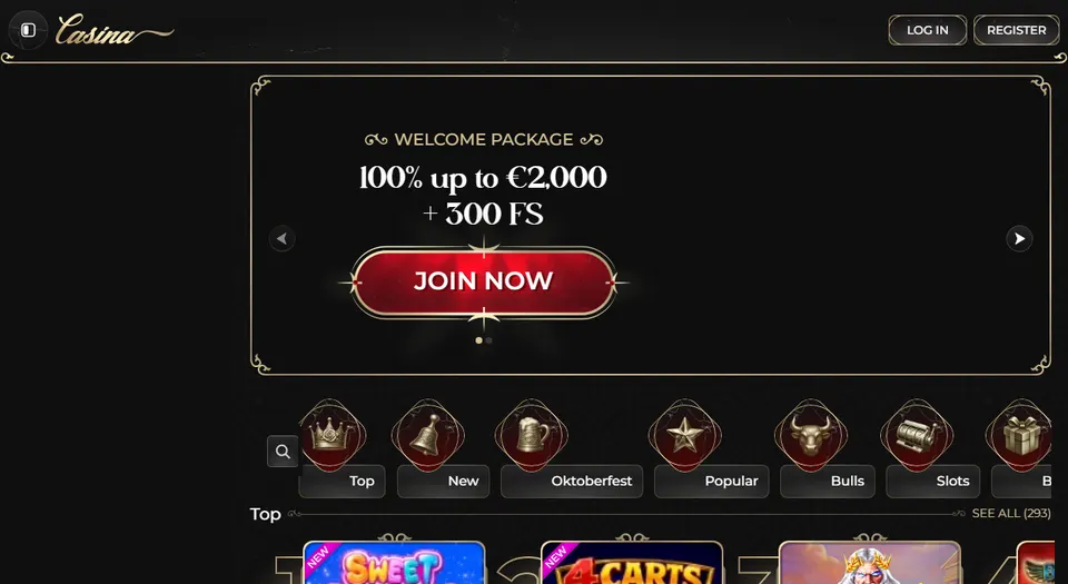 Homepage di Casina, bookmaker con licenza estera