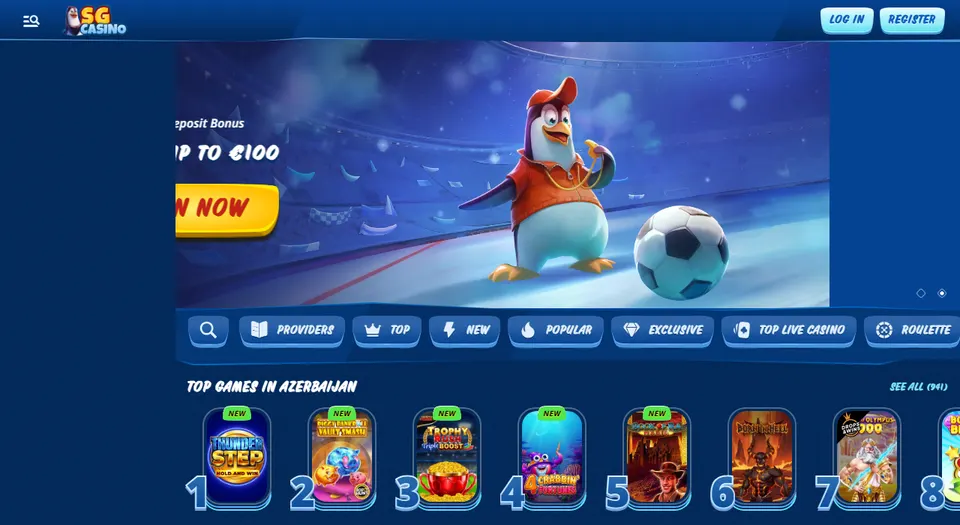Homepage di SGCasino, bookmaker con licenza estera