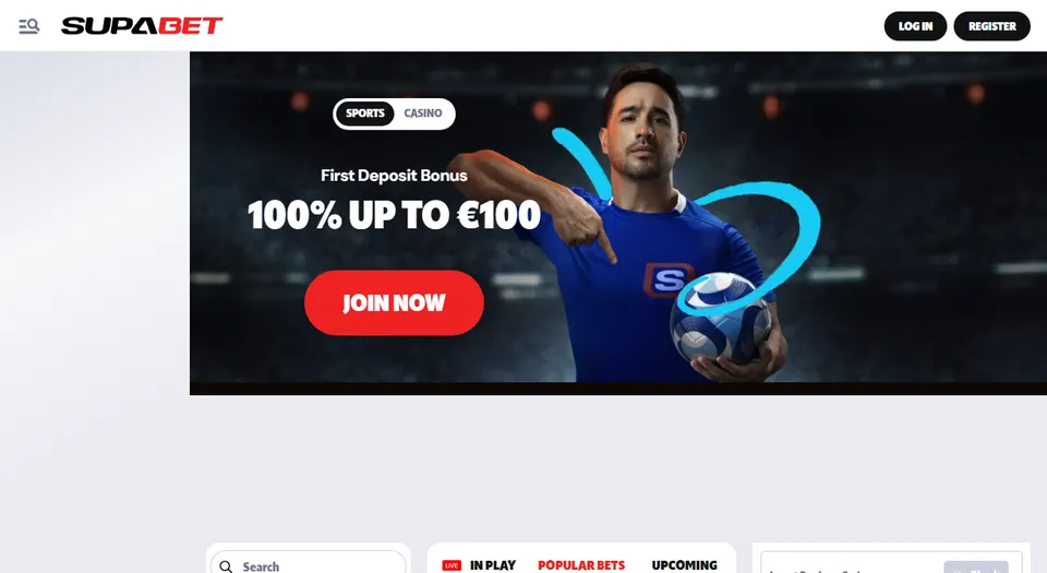 Homepage di Supabet, bookmaker con licenza estera
