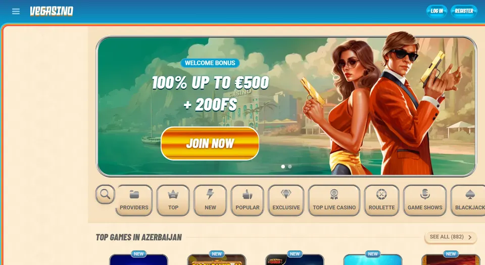Homepage di Vegasino, bookmaker con licenza estera